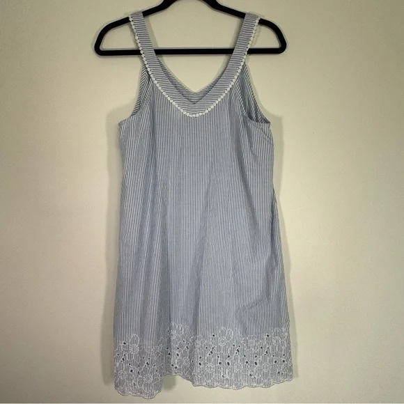 Soma 100% Cotton Embroidered Sleep Dress Striped Size M Cottage Core Floral - Picture 5 of 9